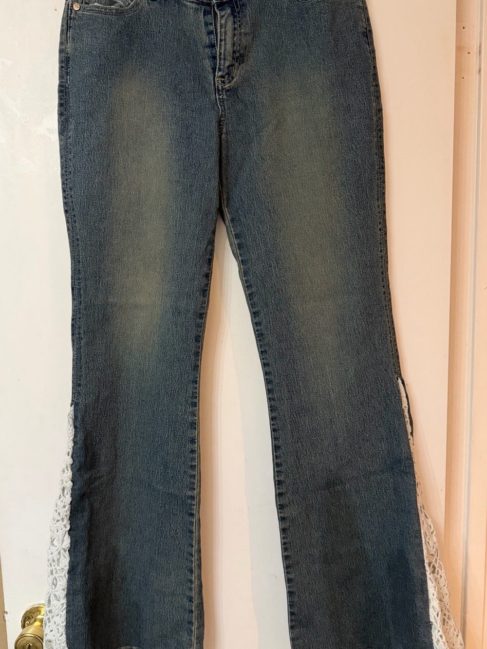 Joe Boxer Dark Blue  
Wide Leg flare jeans with crochet